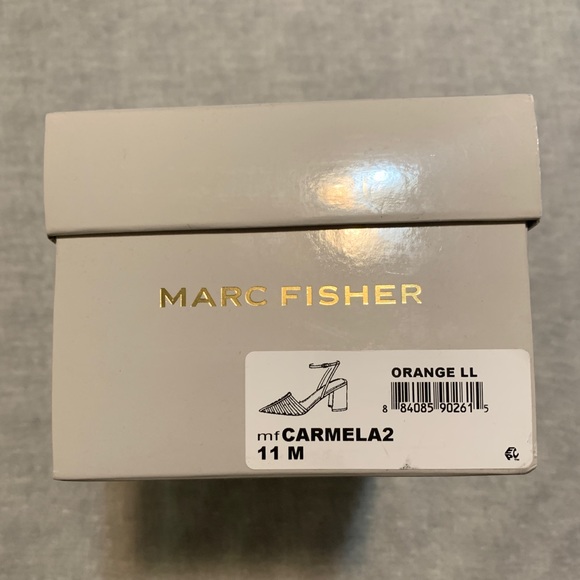 NWT Marc Fisher Orange/Coral Snakeskin Carmela Heels - Picture 4 of 7